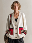Women's Classic Color-Block V-Neck Button-Front Jacket ZMZ0381I6SWL