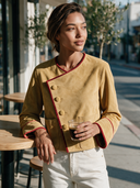 Women's Retro Elegant Casual Faux Suede Single-Breasted Jacket With Asymmetrical Placket ZMZ0215I7ZYY