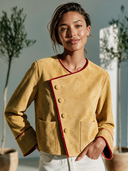 Women's Retro Elegant Casual Faux Suede Single-Breasted Jacket With Asymmetrical Placket ZMZ0215I7ZYY