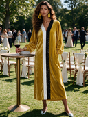 Women's Elegant Vintage Party Dress: V-Neck, Lantern Sleeves, And Sequin-Accented Velvet Maxi Dress ZMZ0239I3ZYY
