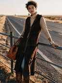 Women's Vintage Western-Style Faux Suede Hooded Zip-Up Vest (Below-the-Knee Length) ZMZ0200I5ZYY
