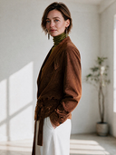 Women's American Retro Casual Faux Suede Single-Breasted Jacket With Lapel ZMZ0282I1ZYY
