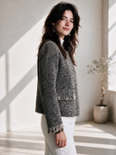 Women's Vintage-Style Elegant Tweed Jacket With Round Neck, Single-Breasted Closure, And Tassel Trim ZMZ0361I3ZYY