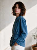 Women's Classic Retro Casual Faux Suede Jacket With Asymmetric Placket And Elastic Waist ZMZ0327I7ZYY