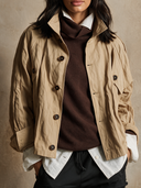 Women's Urban Casual Loose-Fit Stand-Collar Cotton Field Jacket ZMZ0368I3XT