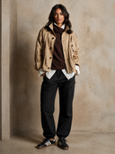 Women's Urban Casual Loose-Fit Stand-Collar Cotton Field Jacket ZMZ0368I3XT