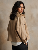 Women's Urban Casual Loose-Fit Stand-Collar Cotton Field Jacket ZMZ0368I3XT