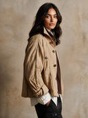 Women's Urban Casual Loose-Fit Stand-Collar Cotton Field Jacket ZMZ0368I3XT