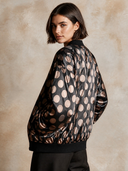 Women's Casual Polka-Dot Print Satin Bomber Jacket ZMZ0393I8XT