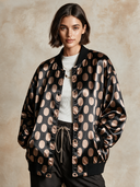 Women's Casual Polka-Dot Print Satin Bomber Jacket ZMZ0393I8XT