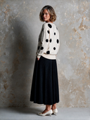Women's Retro Casual Round Neck Polka Dot Knitwear And Pleated Skirt Two-Piece Set ZMZ0381I9XT