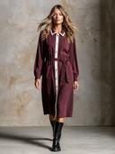 Women's French-Style Elegant Cotton Color-Block Collar Tie-Neck Midi Shirt Dress ZMZ0345I7XT