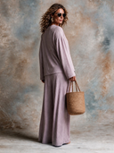 Women's French-style Loose-fitting Textured Knotted Front Top And Wide-leg Trousers Set ZMZ0389I1XT