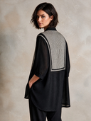 Women's Loose-fitting Plaid Patchwork Color-blocked Slit Collar Shirt ZMZ0334I6XT