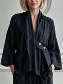 Women's Urban Luxe Solid-Color Linen-Blend Jacket ZMZ0305I5XT