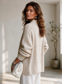 Women's Vintage-Elegant Style Lapel Collar Single-Breasted Textured Knit Blazer ZMZ0419I4ZYY