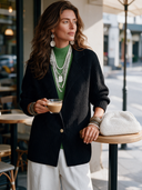 Women's Vintage-Elegant Style Lapel Collar Single-Breasted Textured Knit Blazer ZMZ0419I4ZYY