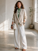 Women's Vintage-Elegant Style Lapel Collar Single-Breasted Textured Knit Blazer ZMZ0419I4ZYY