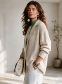 Women's Vintage-Elegant Style Lapel Collar Single-Breasted Textured Knit Blazer ZMZ0419I4ZYY