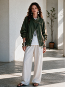 Women's American Retro Casual Twill Cotton Jacket With Stand Collar And Single-Breasted Closure ZMZ0460I3ZYY
