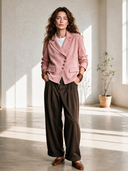 Women's French-style Elegant Faux Suede Blazer With Notched Lapels And An Asymmetric Front Closure ZMZ0448I3ZYY