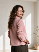 Women's French-style Elegant Faux Suede Blazer With Notched Lapels And An Asymmetric Front Closure ZMZ0448I3ZYY