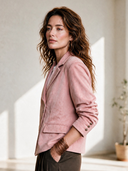 Women's French-style Elegant Faux Suede Blazer With Notched Lapels And An Asymmetric Front Closure ZMZ0448I3ZYY