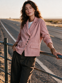 Women's French-style Elegant Faux Suede Blazer With Notched Lapels And An Asymmetric Front Closure ZMZ0448I3ZYY