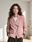 Women's French-style Elegant Faux Suede Blazer With Notched Lapels And An Asymmetric Front Closure ZMZ0448I3ZYY