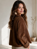 Women's French-style Vintage Faux Suede Jacket With A Lapel Collar And Diagonal Front Closure ZMZ0429I5ZYY