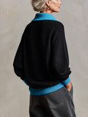 Women's Color-Block Collar Ribbed Knit Long Sleeve Sweater ZMZ0792I0YZH