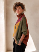 Women's Retro Color-Block Turtleneck High-Stretch Knit Sweater ZMZ0742I7SWL