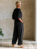 Women's Deep V-Neck Zip-Front Batwing Sleeve Harem Jumpsuit ZMZ0768I4YZH