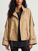 Women's Oversized Military Field Jacket With Drawstring Waist ZMZ0773I0YZH