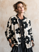 Women's Classic Vintage Cotton-Linen Floral Print Jacket ZMZ0750I8SWL