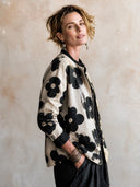 Women's Classic Vintage Cotton-Linen Floral Print Jacket ZMZ0750I8SWL