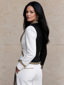 Women's Retro Casual Color Block Collar Button Jacket ZMZ0782I5ZJY
