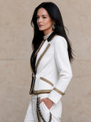 Women's Retro Casual Color Block Collar Button Jacket ZMZ0782I5ZJY