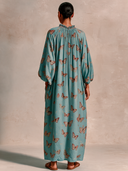 Women's Vacation Butterfly Print Loose Long-Sleeved Maxi Dress ZMZ0730I7XT