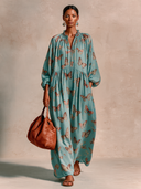 Women's Vacation Butterfly Print Loose Long-Sleeved Maxi Dress ZMZ0730I7XT