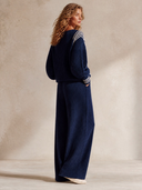 Women's Striped Ribbed Knit Cardigan And Wide-Leg Pants Set ZMZ0776I4XT