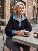 Women's Color-Block Collar Ribbed Knit Long Sleeve Sweater ZMZ0792I0YZH
