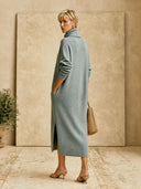 Women's Turtleneck Long Sleeve Ribbed Knit Midi Sweater Dress ZMZ0884I4YZH