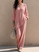 Women's Retro Casual Cotton Yarn Knitted Frayed Edge Pullover Sweater And Skirt Set ZMZ0892I1ZJY