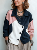 Women's Retro Color-Block Faux Suede Jacket ZMZ0899I8SWL