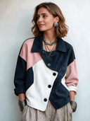 Women's Retro Color-Block Faux Suede Jacket ZMZ0899I8SWL