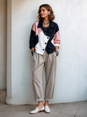 Women's Retro Color-Block Faux Suede Jacket ZMZ0899I8SWL