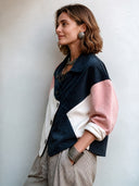 Women's Retro Color-Block Faux Suede Jacket ZMZ0899I8SWL