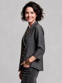 Women's Minimalist Asymmetric Shawl-Collar Lightweight Linen Jacket ZMZ0143I9XT