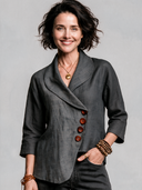 Women's Minimalist Asymmetric Shawl-Collar Lightweight Linen Jacket ZMZ0143I9XT